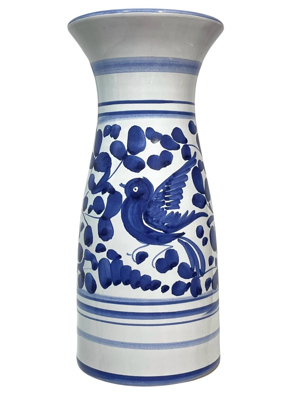 Vintage 1960s Lungarotti Torgiano Signed Italian Pottery Art Vase - Floral Bird